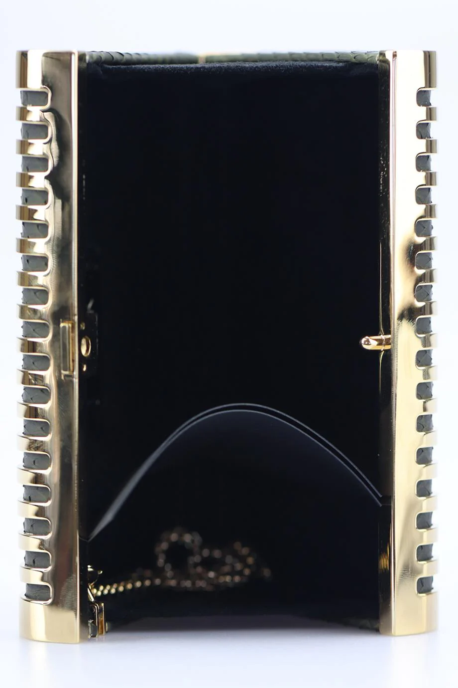 STARK PYTHON AND GOLD TONE CLUTCH - Image 8