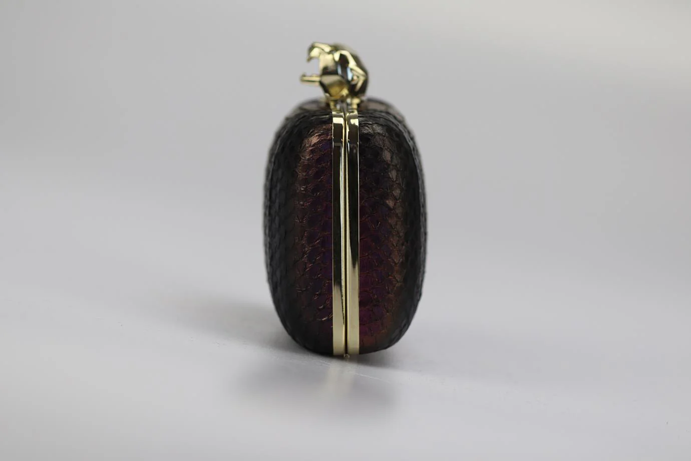 STARK PYTHON AND SILVER TONE CLUTCH - Image 3