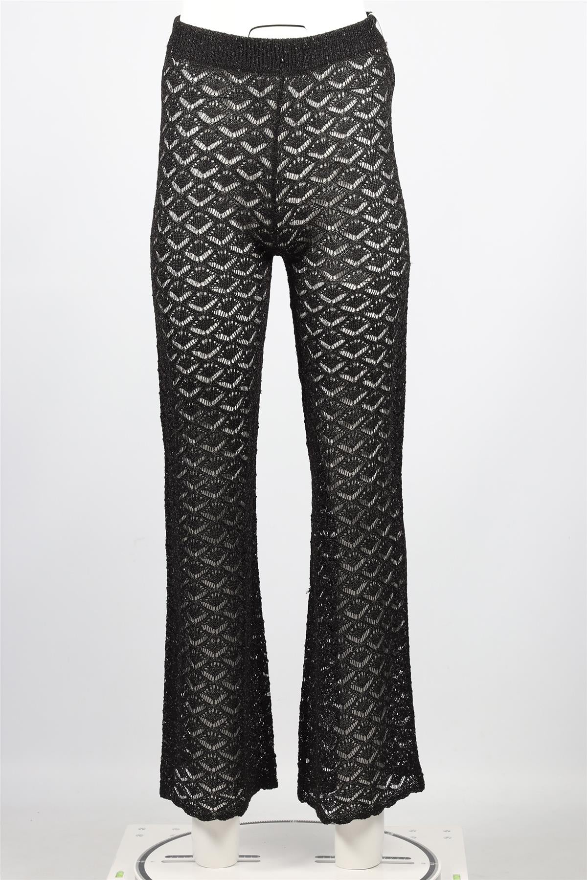 STAUD BLACK CROCHET STRAIGHT LEG PANTS XSMALL - Image 2