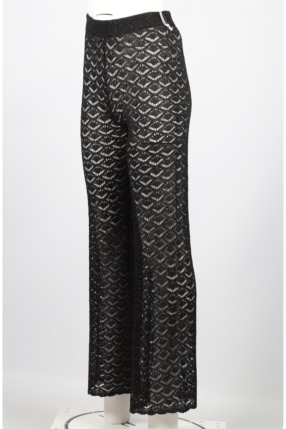 STAUD BLACK CROCHET STRAIGHT LEG PANTS XSMALL - Image 3