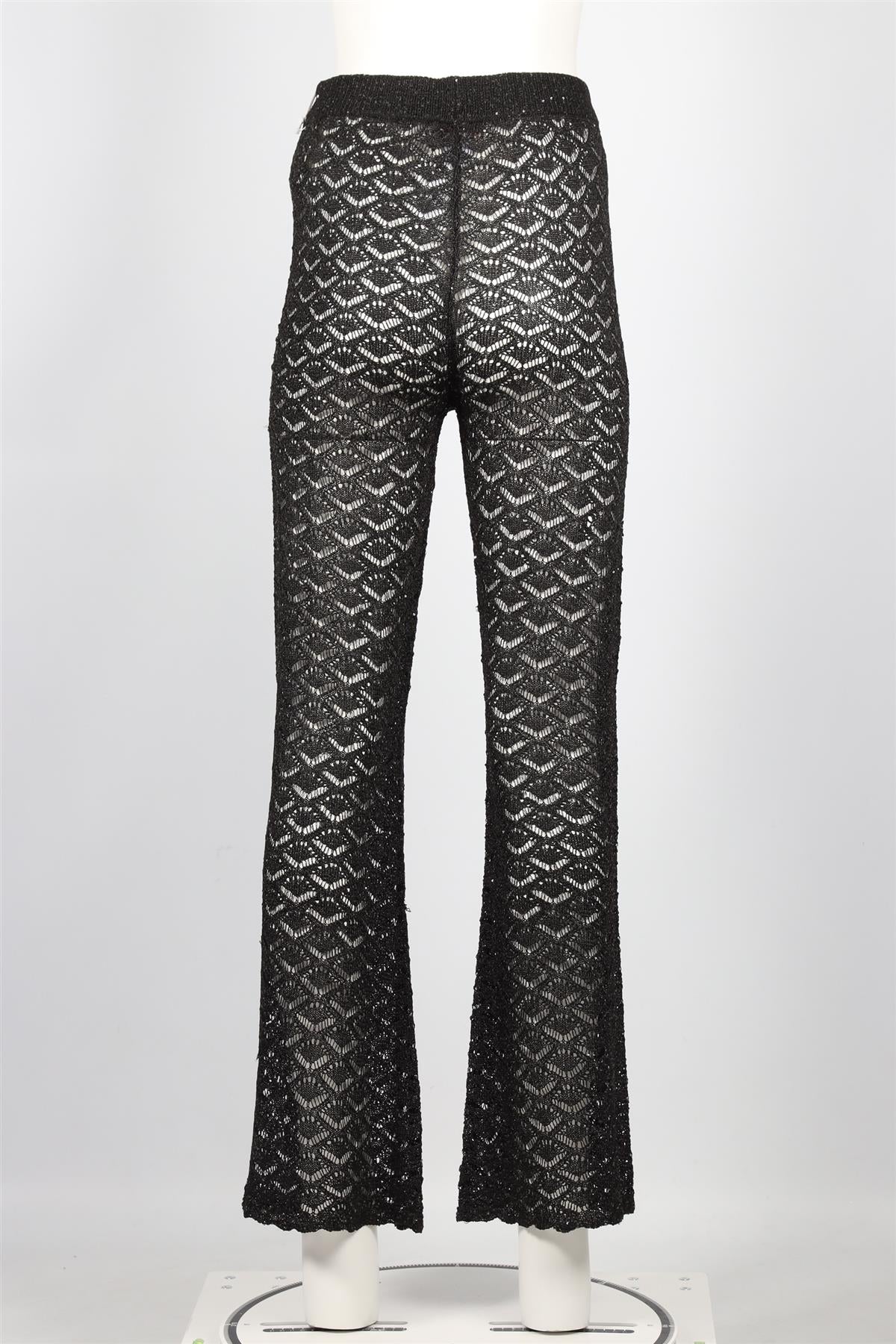 STAUD BLACK CROCHET STRAIGHT LEG PANTS XSMALL - Image 4