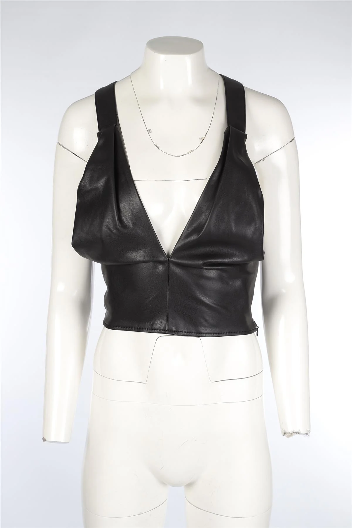 STAUD BLACK FAUX LEATHER TOP US 6 UK 10 - Image 2