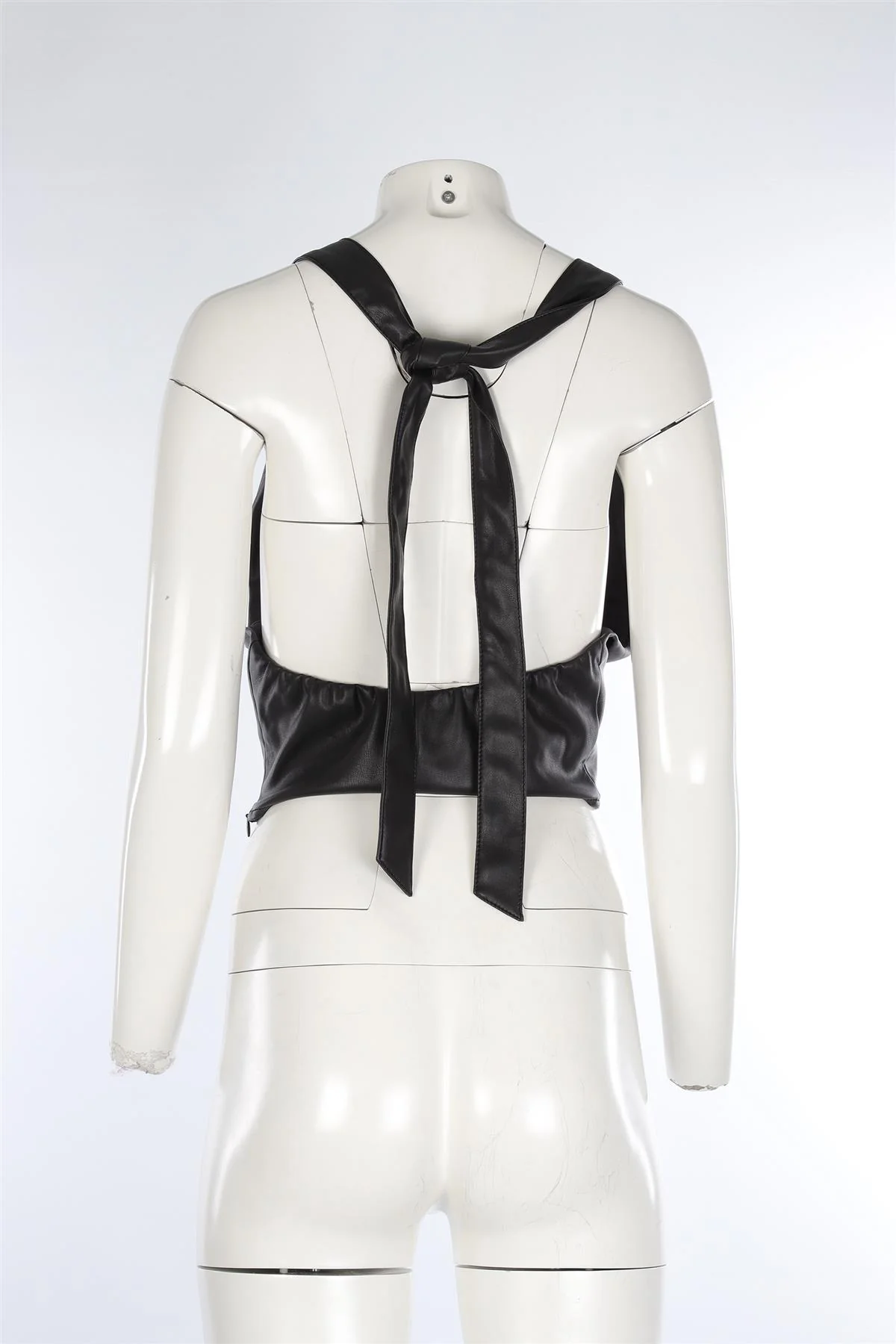 STAUD BLACK FAUX LEATHER TOP US 6 UK 10 - Image 4