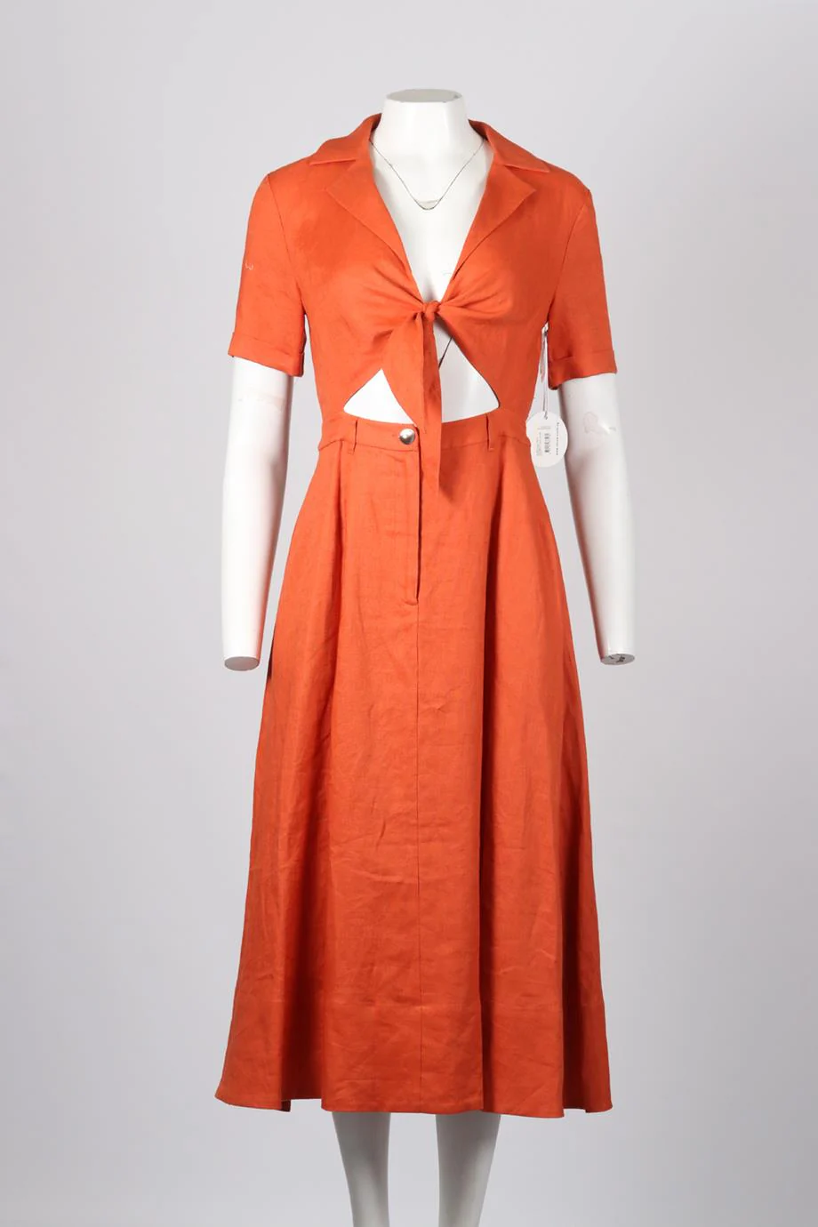 STAUD LINEN MIDI DRESS US 4 UK 8 - Image 2