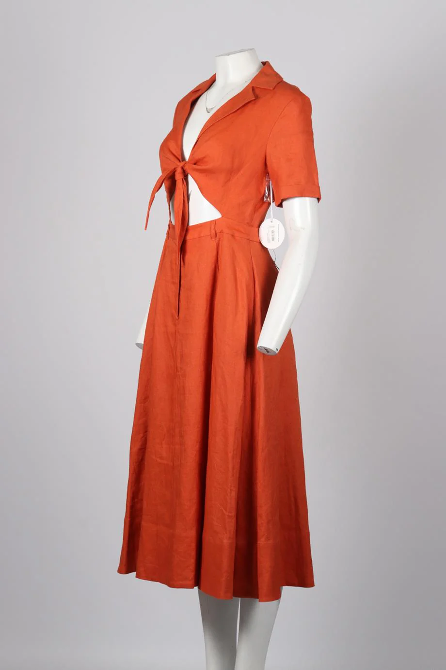 STAUD LINEN MIDI DRESS US 4 UK 8 - Image 3
