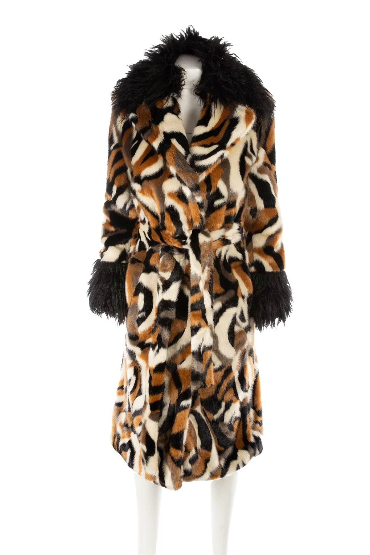 STAUD MULTI FAUX FUR COAT US 2 UK 6 - Image 2