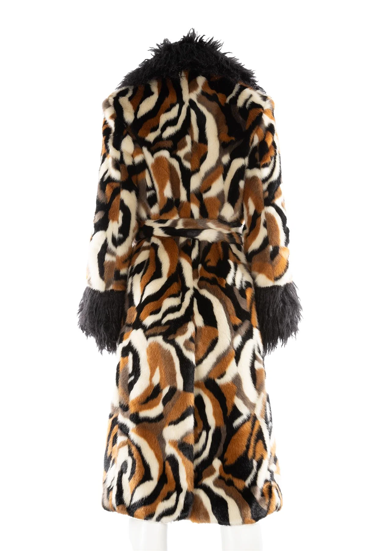 STAUD MULTI FAUX FUR COAT US 2 UK 6 - Image 4