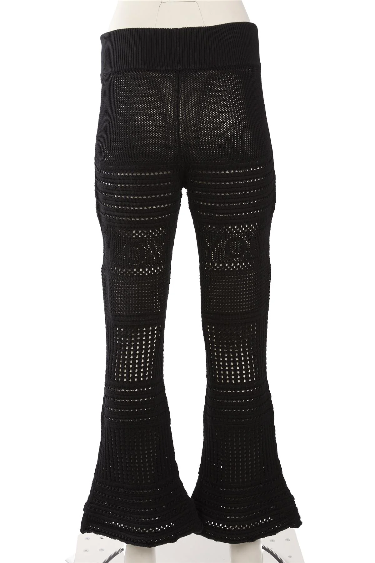 STELLA MCCARTNEY BLACK CROCHET FLARED PANTS SMALL - Image 4