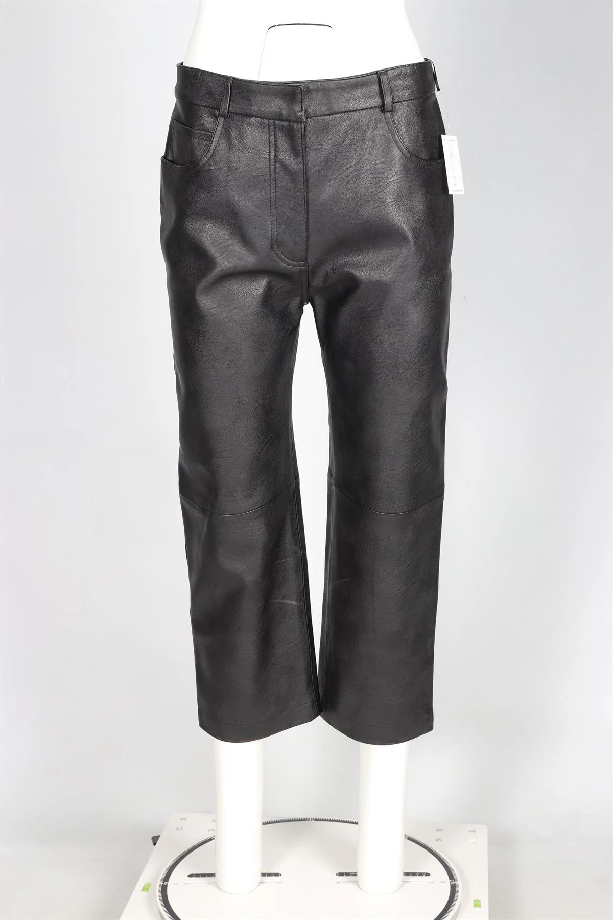 STELLA MCCARTNEY BLACK FAUX LEATHER STRAIGHT LEG PANTS IT 42 UK 10 - Image 2