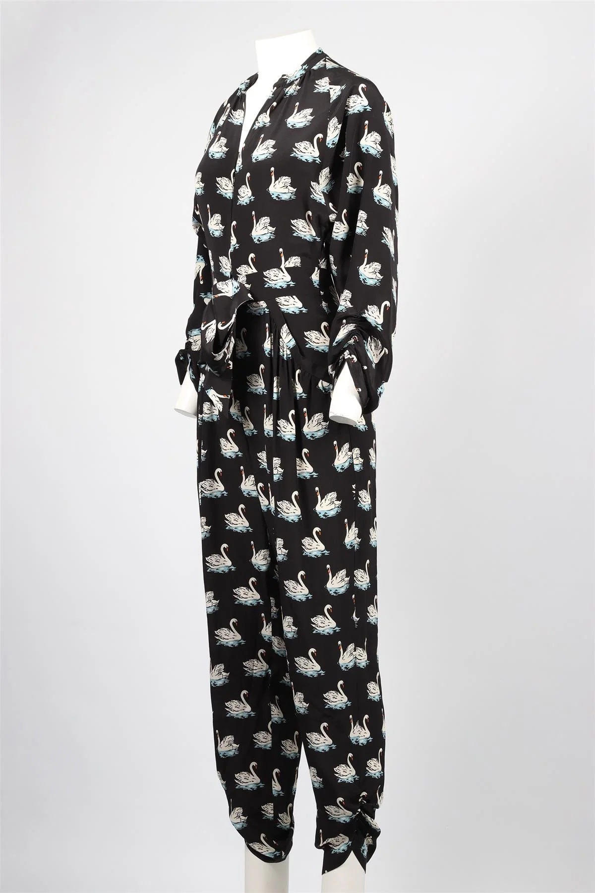 STELLA MCCARTNEY BLACK PRINTED SILK JUMPSUIT FR 38 UK 10 - Image 3