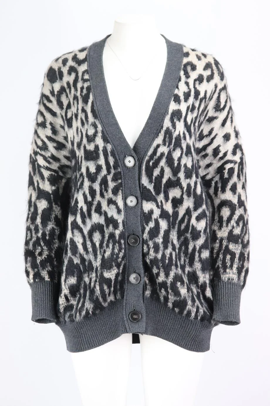 STELLA MCCARTNEY BRUSHED LEOPARD JACQUARD CARDIGAN IT 36 UK 4 - Image 2