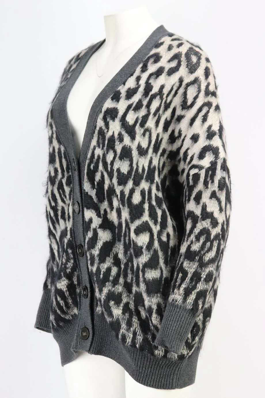 STELLA MCCARTNEY BRUSHED LEOPARD JACQUARD CARDIGAN IT 36 UK 4 - Image 3