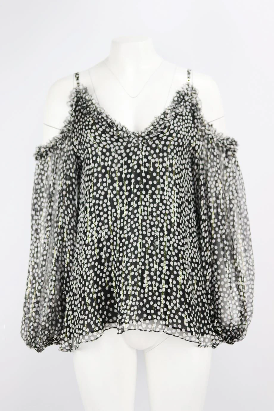 STELLA MCCARTNEY COLD SHOULDER PRINTED SILK BLEND TOP IT 42 UK 10 - Image 2