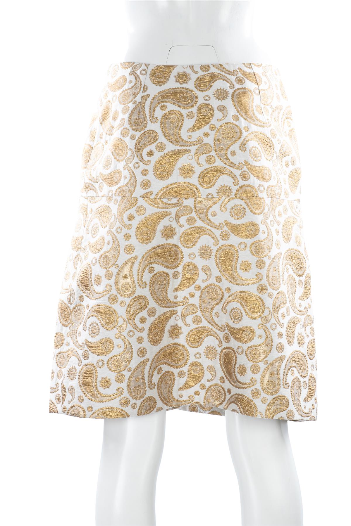 STELLA MCCARTNEY GOLD COTTON MINI SKIRT IT 42 UK 10 - Image 3