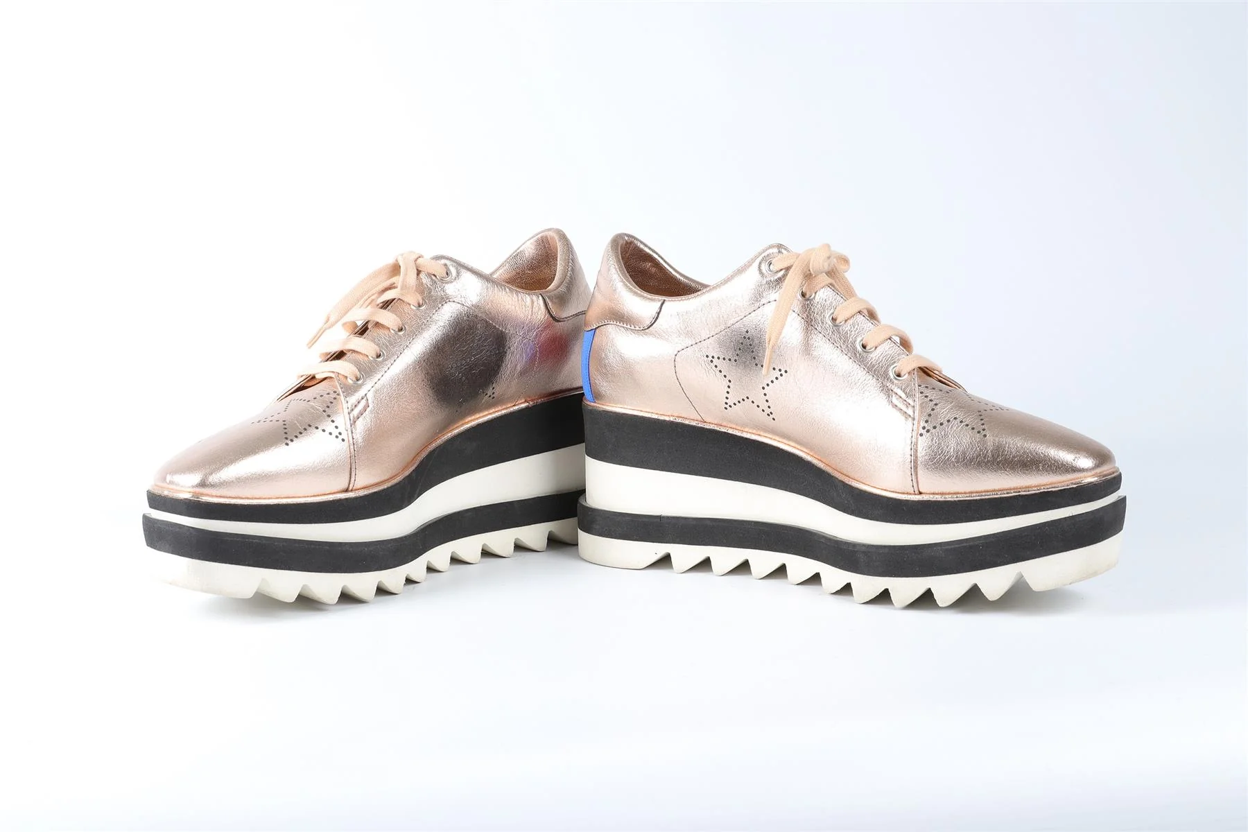 STELLA MCCARTNEY GOLD LEATHER PLATFORM SNEAKERS EU 38 UK 5 US 8 - Image 4