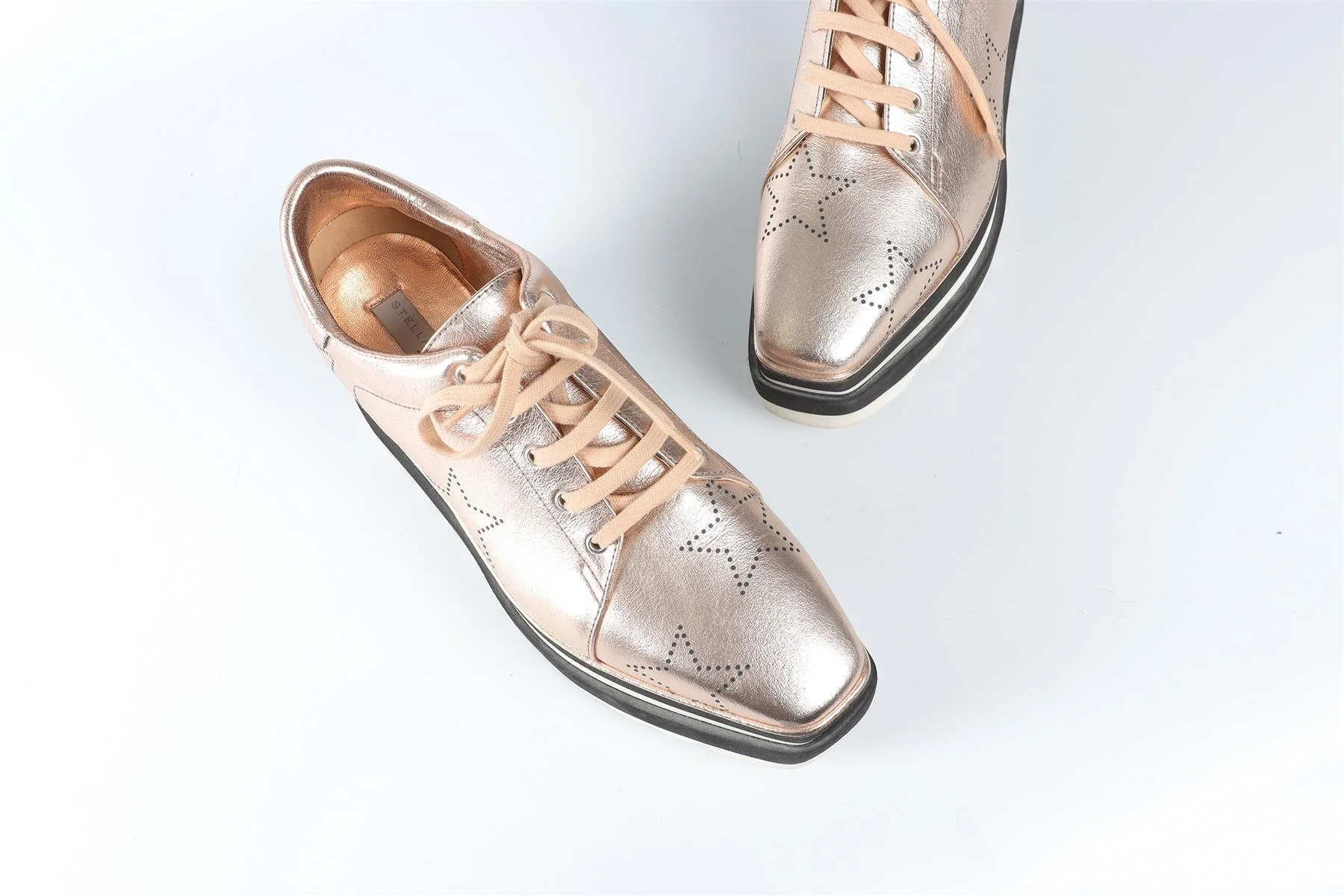 STELLA MCCARTNEY GOLD LEATHER PLATFORM SNEAKERS EU 38 UK 5 US 8 - Image 5