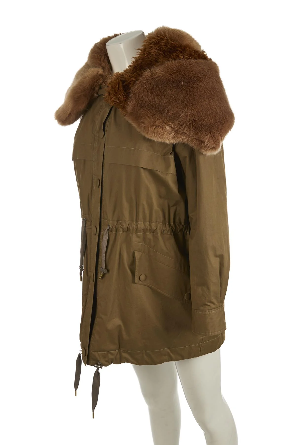 STELLA MCCARTNEY GREEN FAUX FUR AND COTTON COAT UK 10 - Image 3