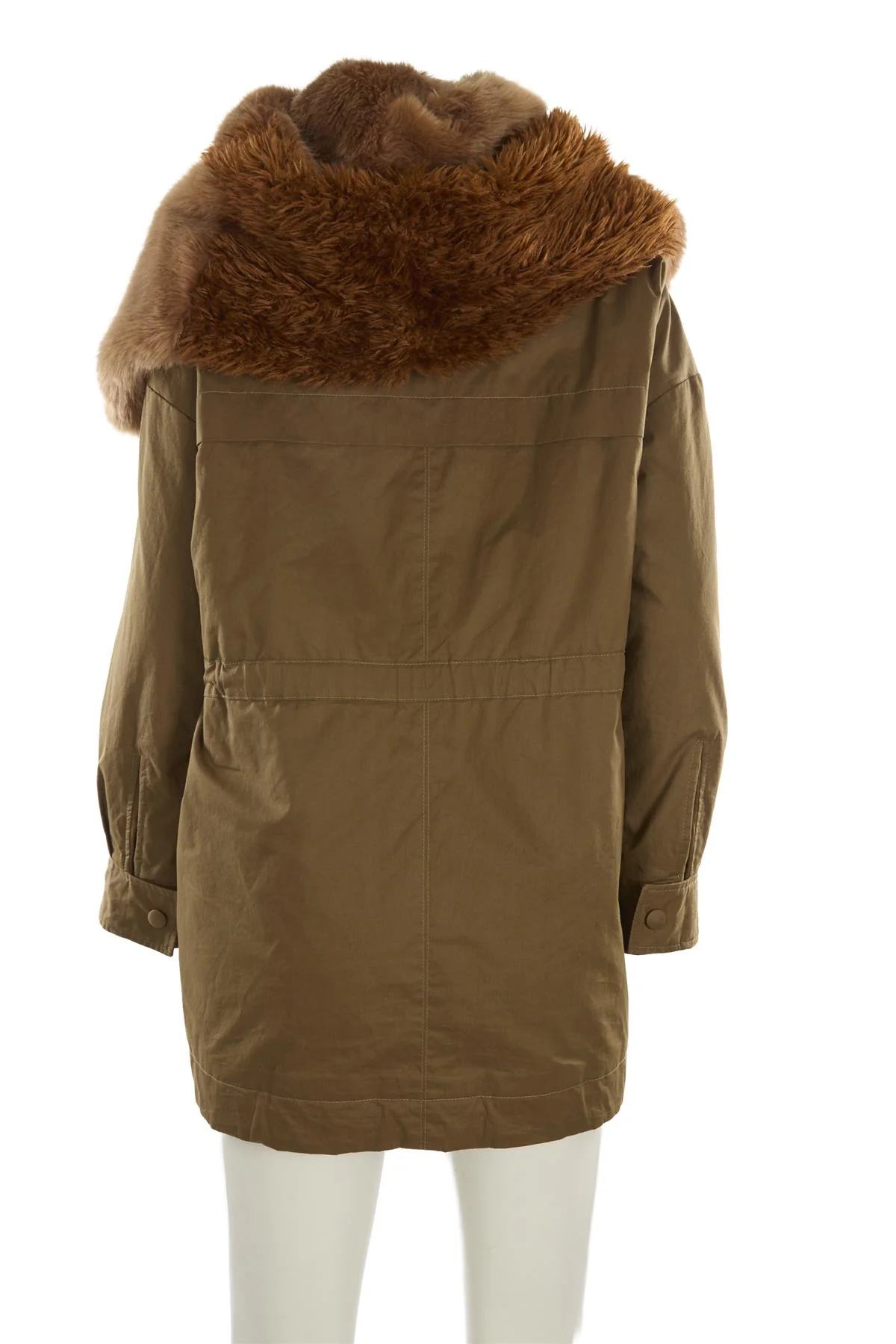 STELLA MCCARTNEY GREEN FAUX FUR AND COTTON COAT UK 10 - Image 4