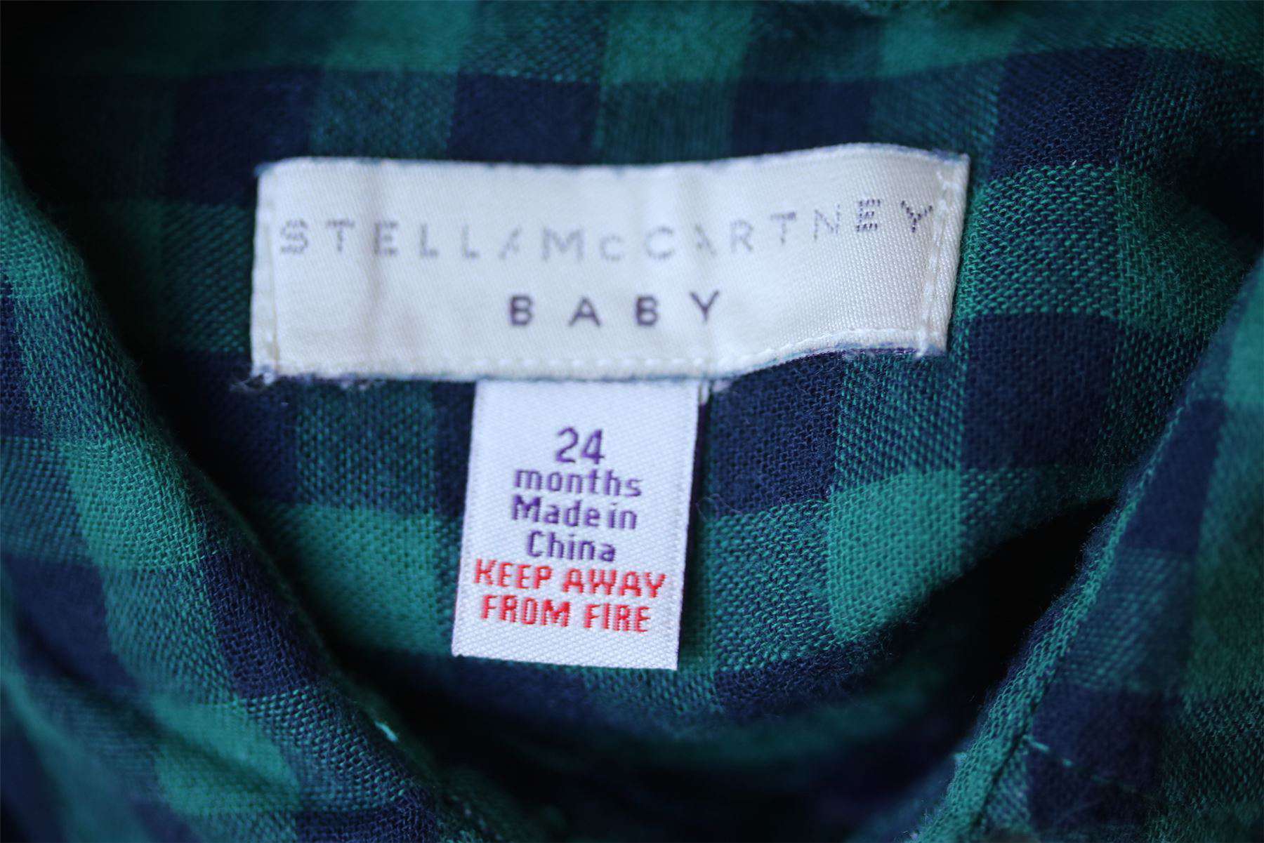 STELLA MCCARTNEY KIDS BABY BOYS BLUE AND GREEN CHECKED SHIRT 24 MONTHS - Image 3