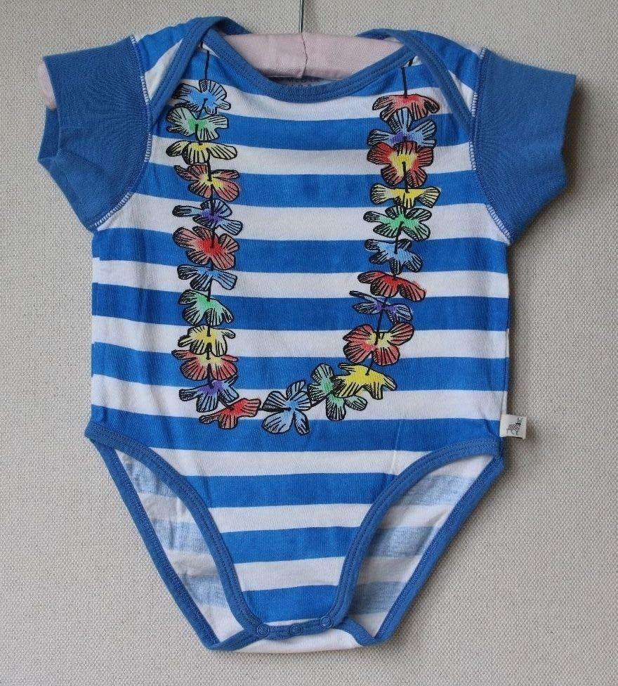 STELLA MCCARTNEY KIDS BLUE STRIPE HAWAIIAN BODYSUIT 18 MONTHS - Image 3