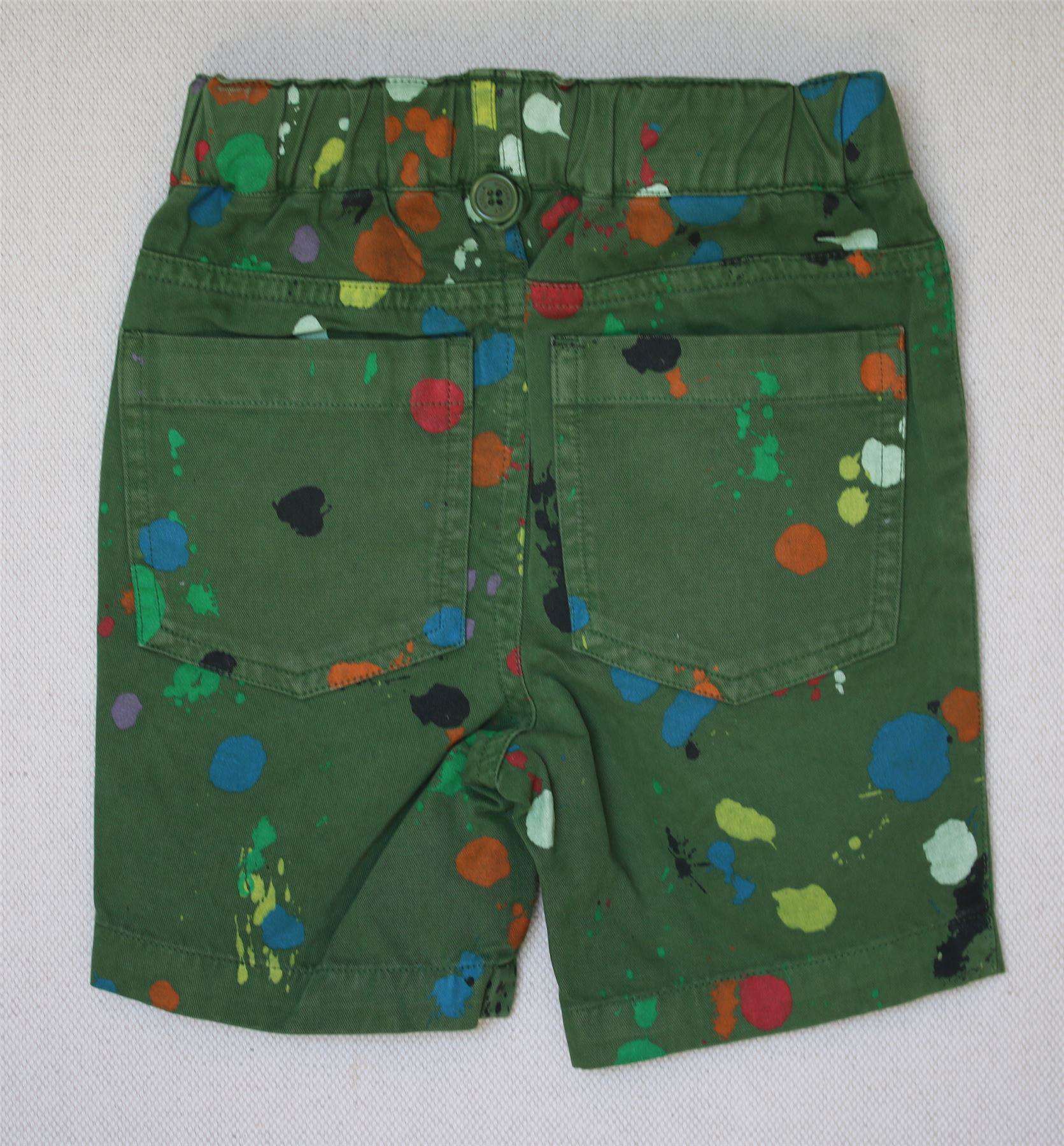 STELLA MCCARTNEY KIDS BOYS GREEN PAINT SPLATTER SHORTS 12 MONTHS - Image 3