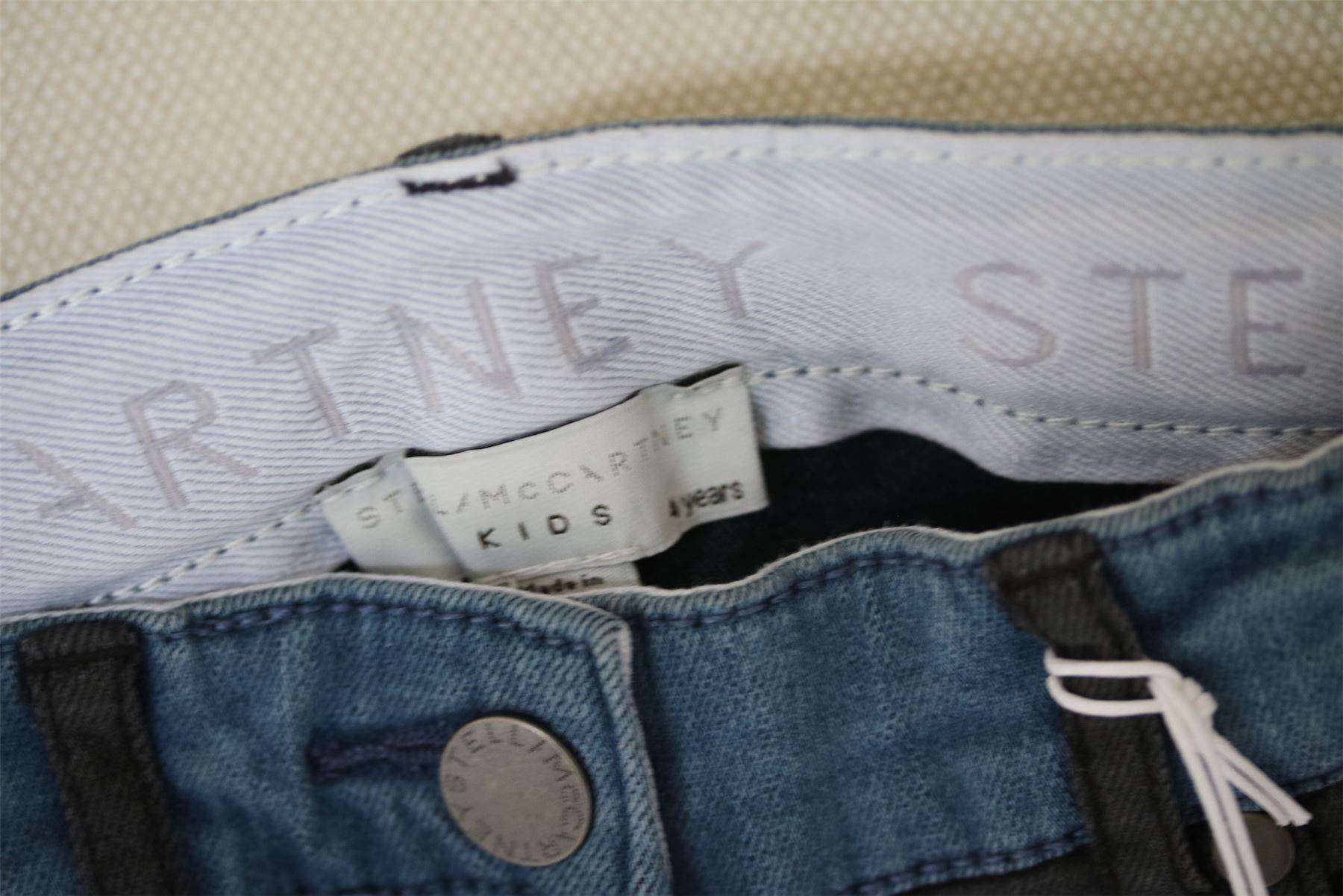 STELLA MCCARTNEY KIDS GIRLS BLUE & BLACK PATCH JEANS 4 YEARS - Image 4