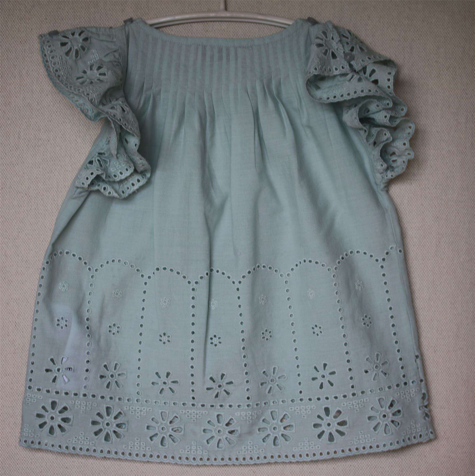 STELLA MCCARTNEY KIDS GIRLS BLUE BRODERIE ANGLAISE BLOUSE TOP 4 YEARS - Image 2