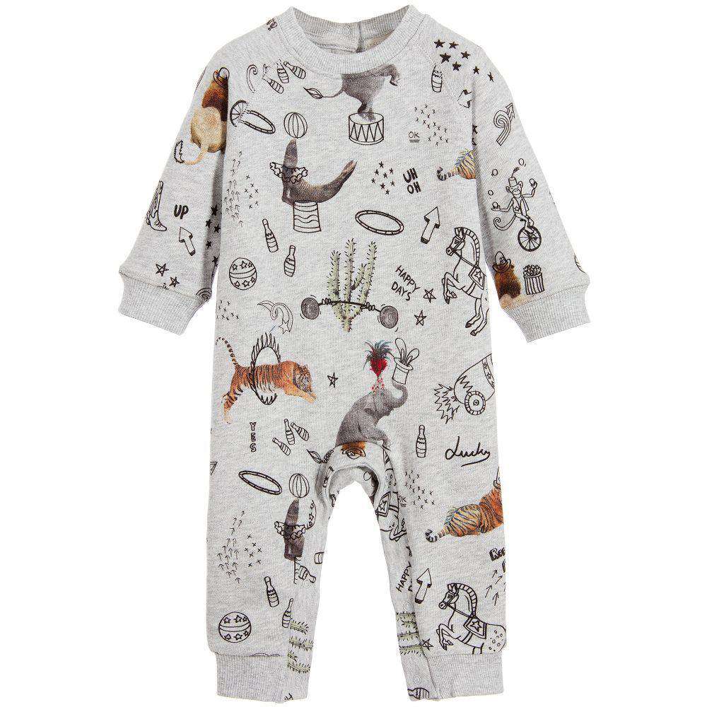 STELLA MCCARTNEY KIDS GREY ORGANIC COTTON CIRCUS PRINT BABYGROW 24 MONTHS