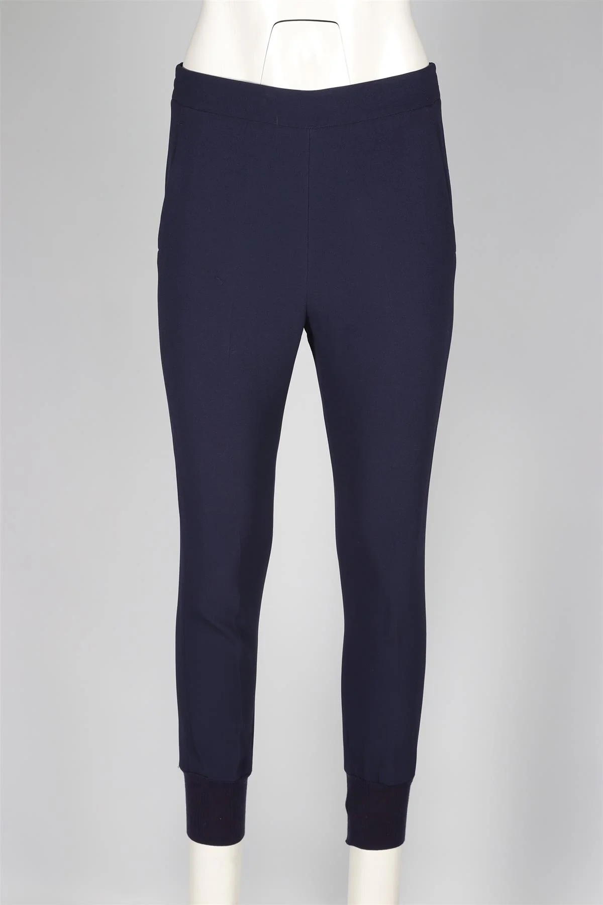 STELLA MCCARTNEY NAVY CREPE TAPERED PANTS IT 36 UK 4 - Image 2