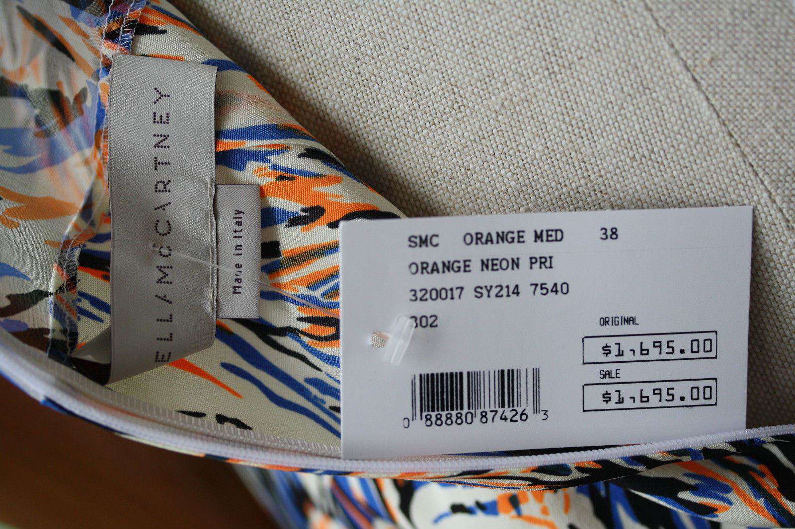 STELLA MCCARTNEY NEON ABSTRACT SILK DRESS IT 38 UK 6/8 - Image 3