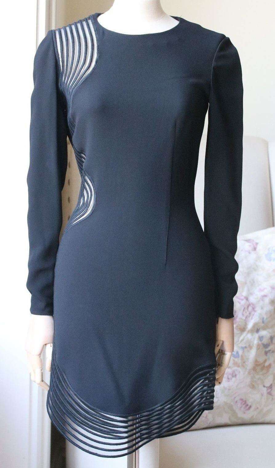 STELLA MCCARTNEY RIB WAVE MESH JERSEY CREPE DRESS IT 38 UK 6 - Image 3