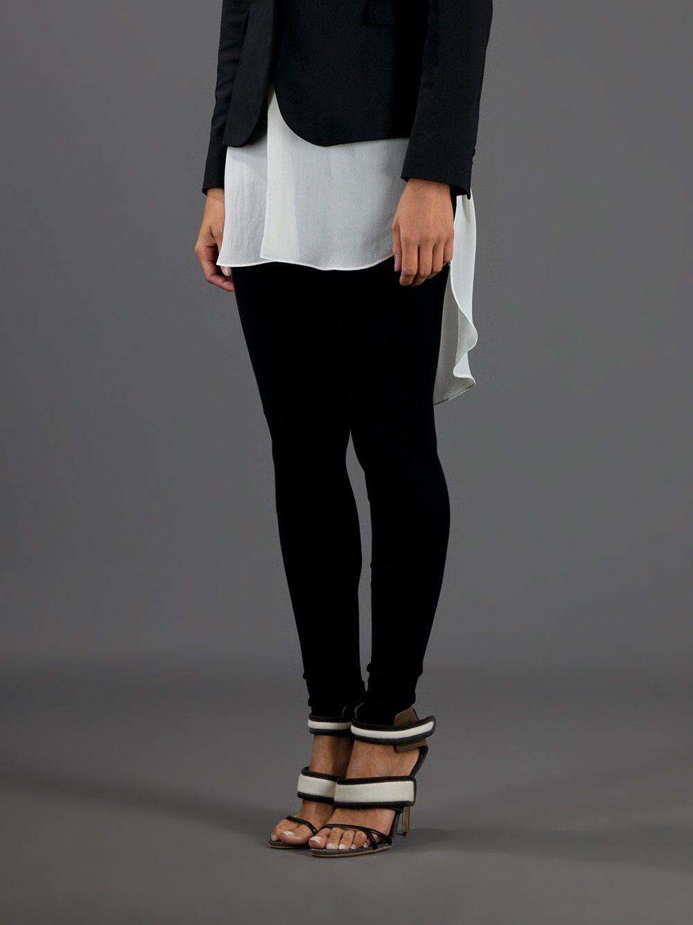STELLA MCCARTNEY RIBBED BLACK JODPHURS LEGGINGS IT 36 UK 4-6 - Image 2