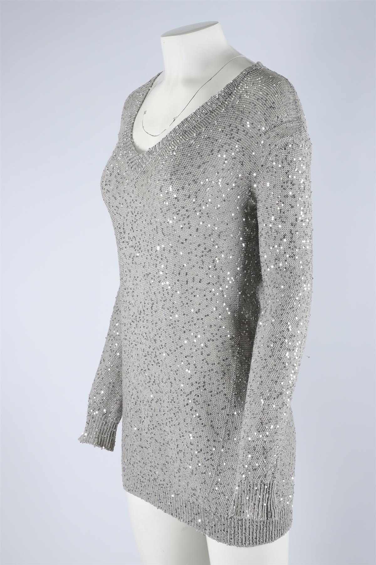 STELLA MCCARTNEY SILVER COTTON SWEATER IT 38 UK 6 - Image 3
