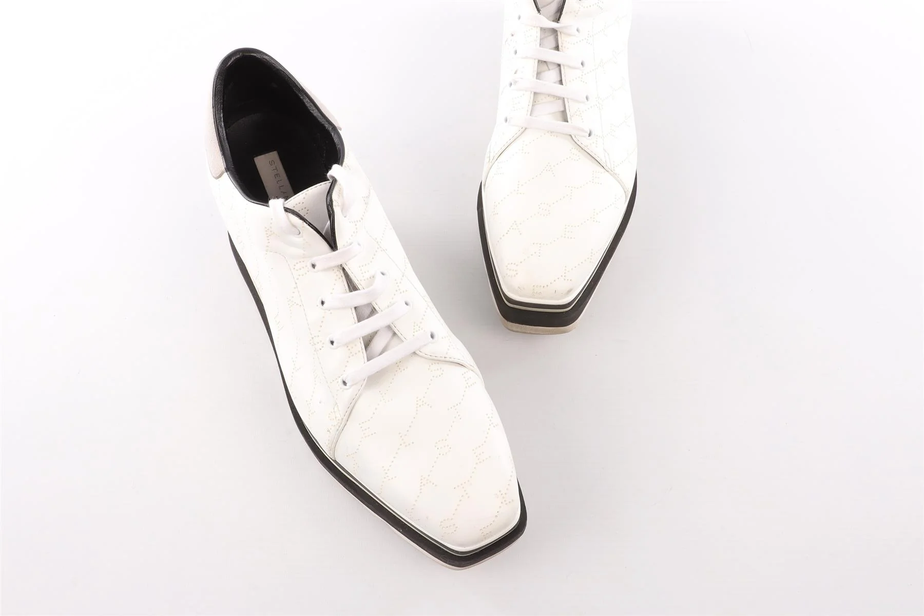 STELLA MCCARTNEY WHITE FAUX LEATHER PLATFORM BROGUES EU 40.5 UK 7.5 US 10.5 - Image 4