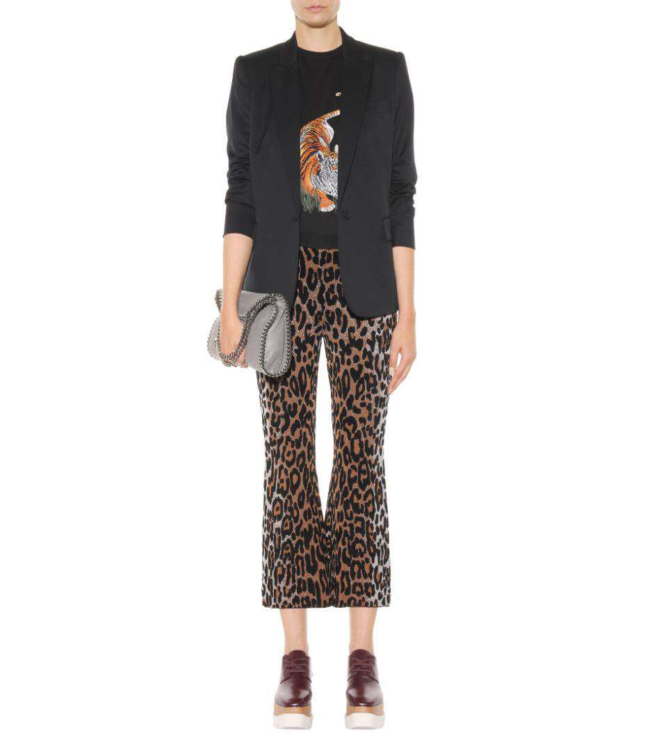 STELLA MCCARTNEY WOOL-BLEND KNITTED CROPPED FLARED TROUSERS IT 36 UK 4