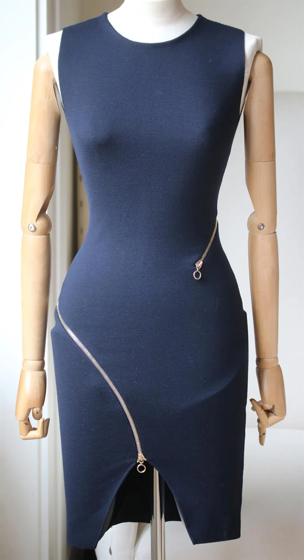 STELLA MCCARTNEY ZIP EMBELLISHED STRETCH WOOL BLEND MINI DRESS IT 38 UK 6 - Image 3