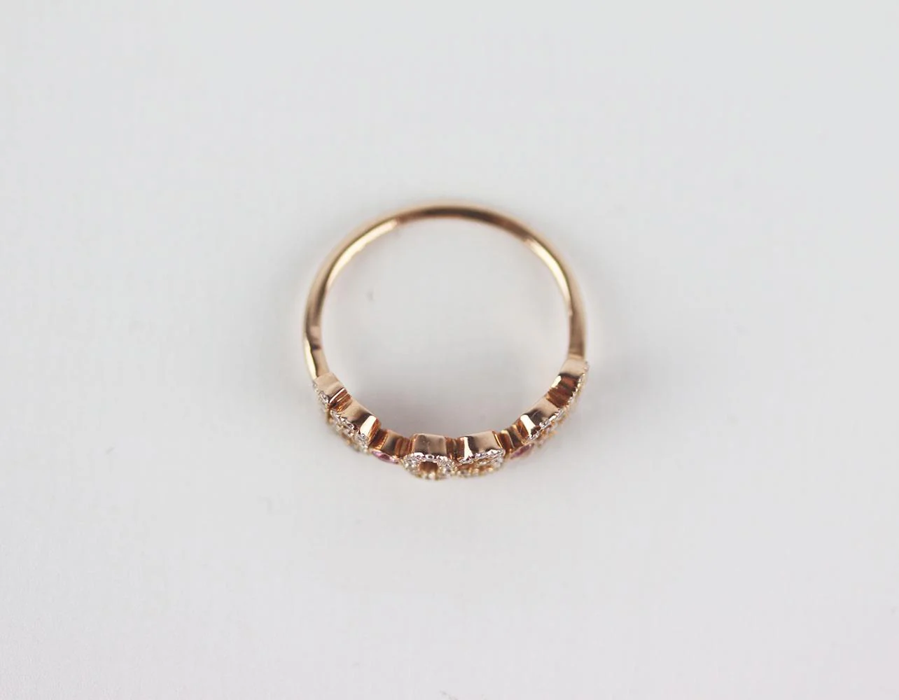 STEPHANIE GOTTLIEB + NOUSH JEWELRY 14K ROSE GOLD PAVE DIAMOND DATE RING - Image 8
