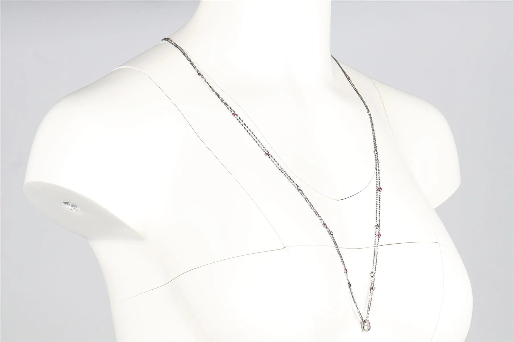 STEPHEN WEBSTER 18K WHITE GOLD RUBY QUARTZ AND PAVE DIAMOND CHAIN NECKLACE - Image 3