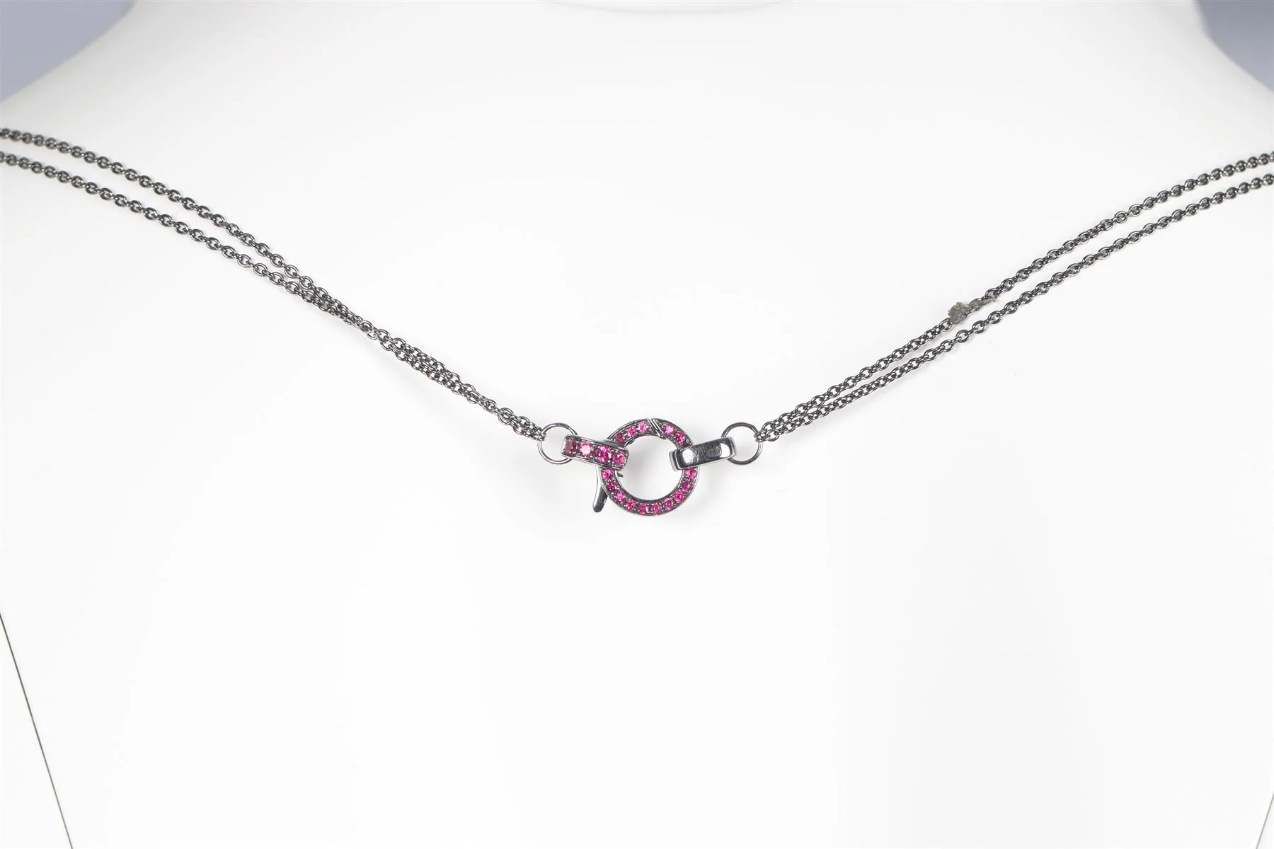 STEPHEN WEBSTER 18K WHITE GOLD RUBY QUARTZ AND PAVE DIAMOND CHAIN NECKLACE - Image 5