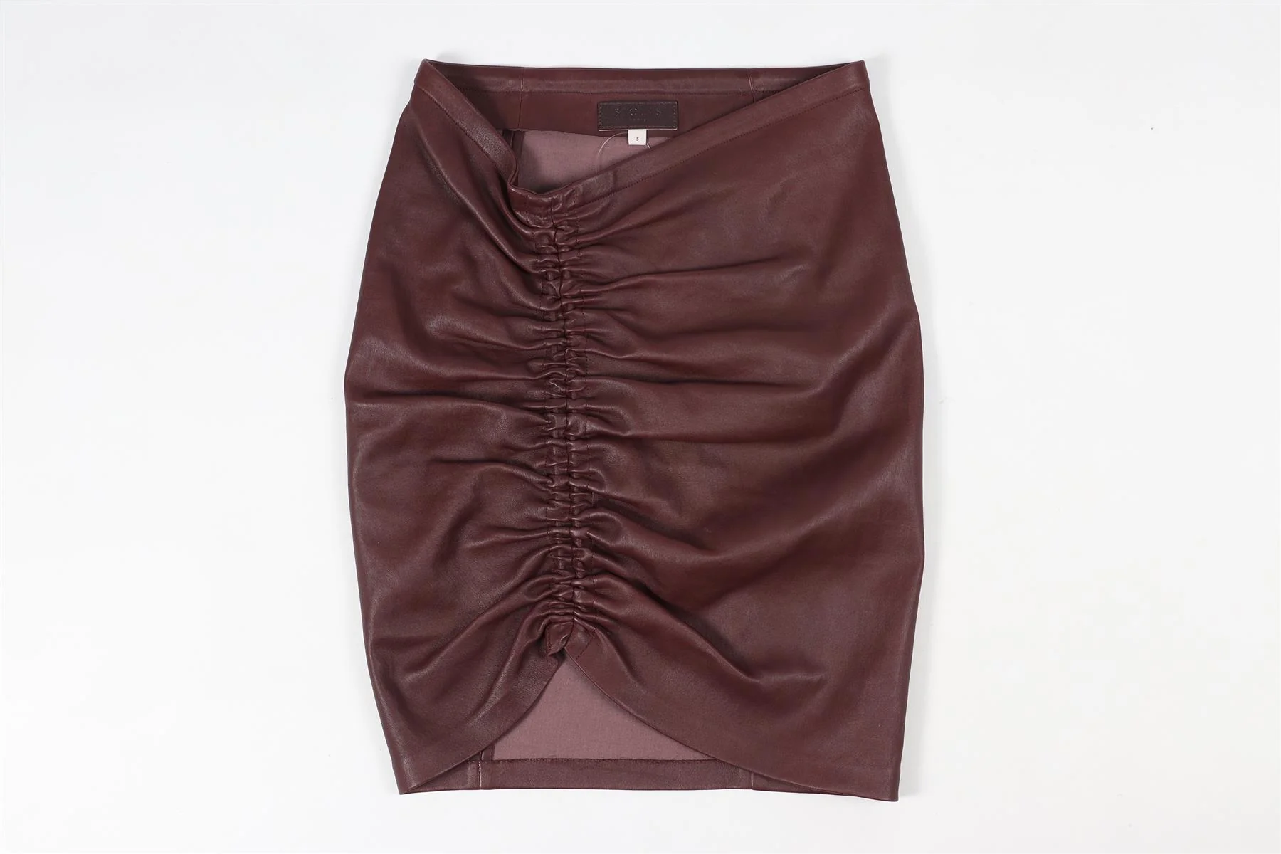 STOULS MAUVE LEATHER MINI SKIRT SMALL - Image 2
