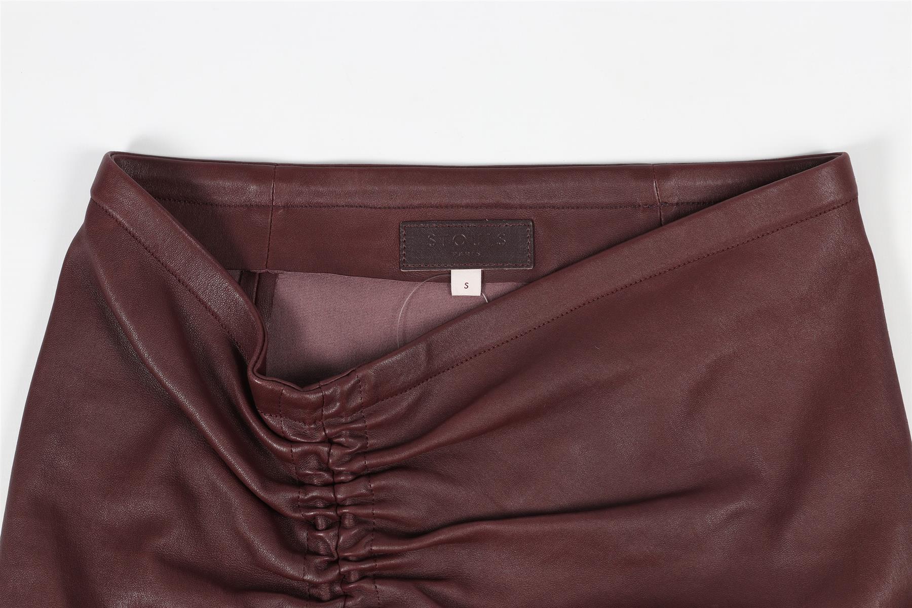 STOULS MAUVE LEATHER MINI SKIRT SMALL - Image 3