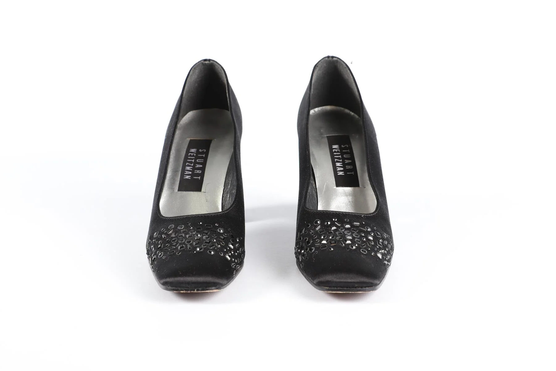 STUART WEITZMAN BLACK SATIN PUMPS - Image 3