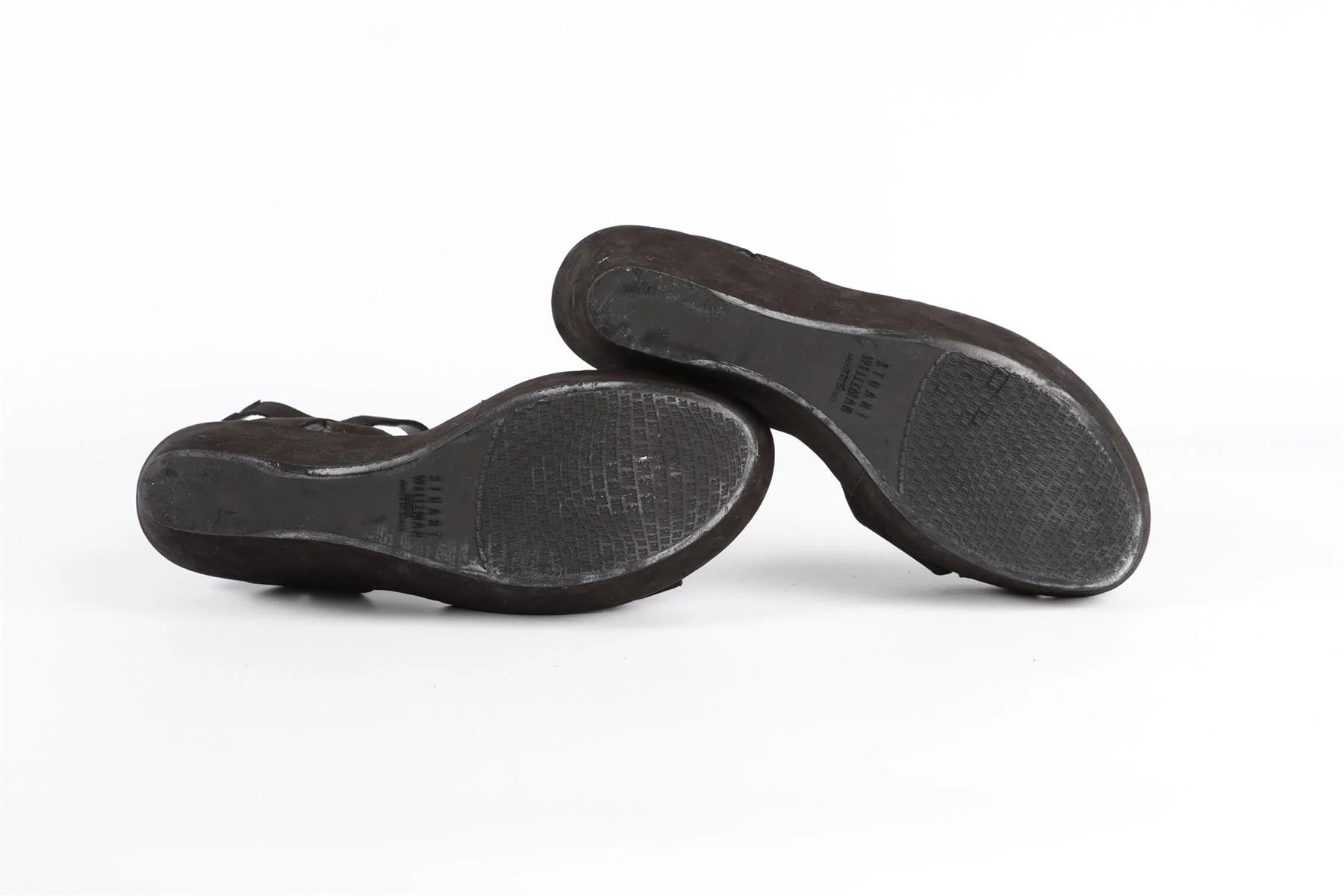 STUART WEITZMAN BLACK SUEDE WEDGE SANDALS - Image 6