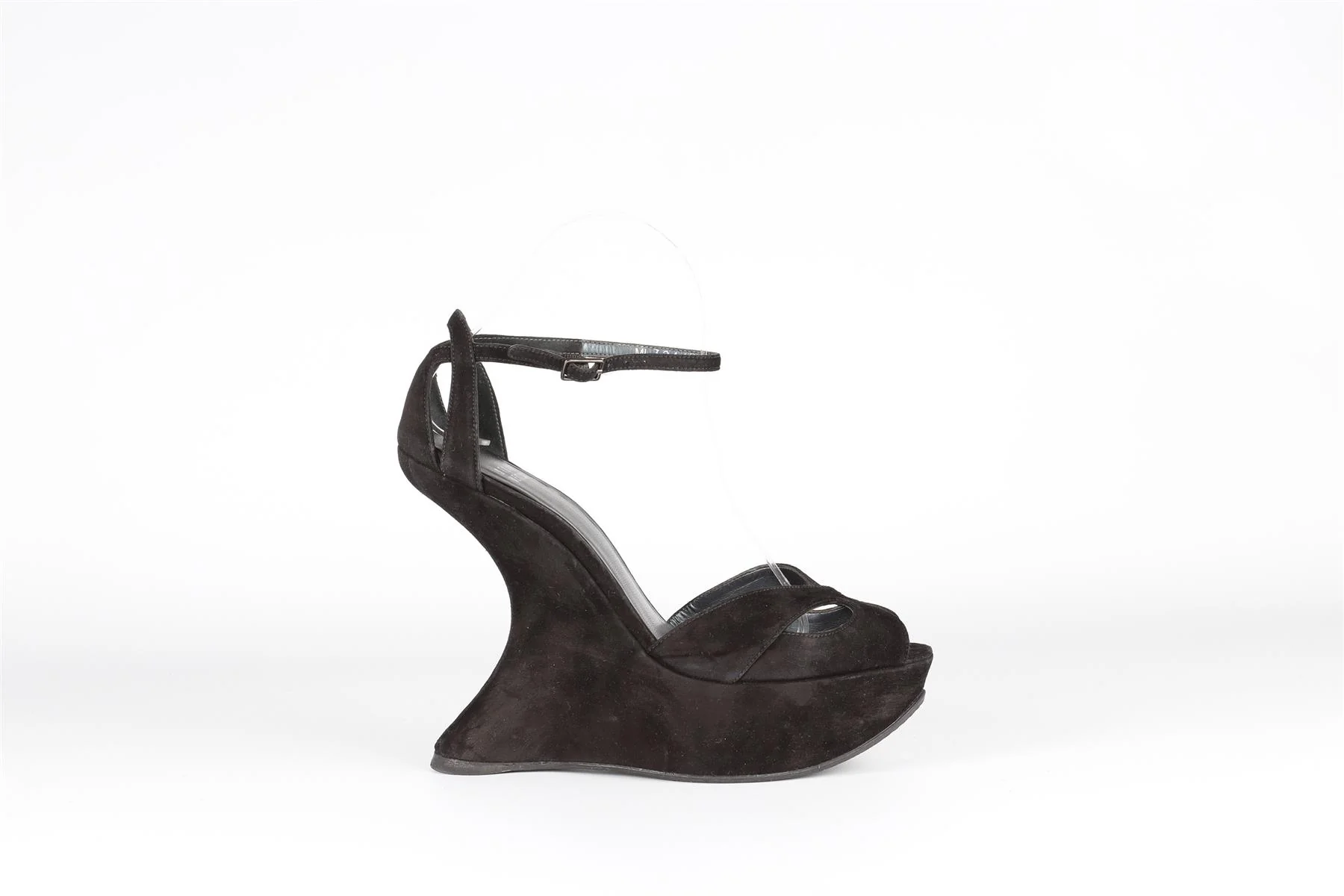 STUART WEITZMAN BLACK SUEDE WEDGE SANDALS EU 38 UK 5 US 8 - Image 2