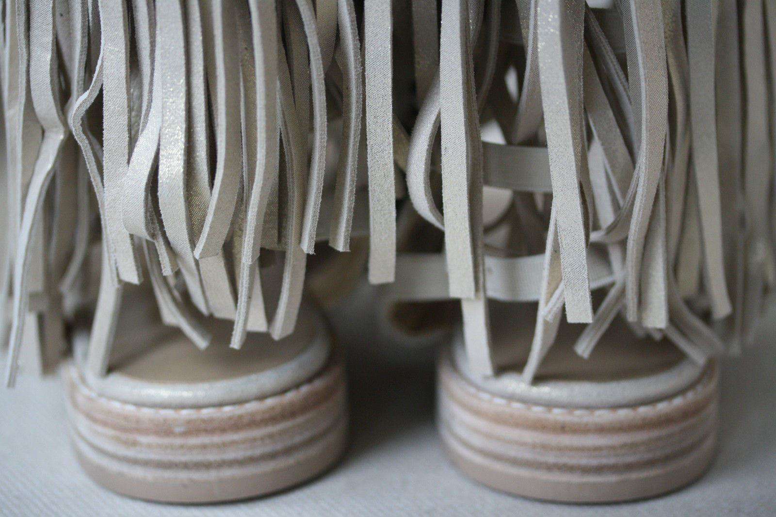 STUART WEITZMAN METALLIC BEIGE FRINGE BENEFIT SANDALS US 6.5 UK 4.5 - Image 7