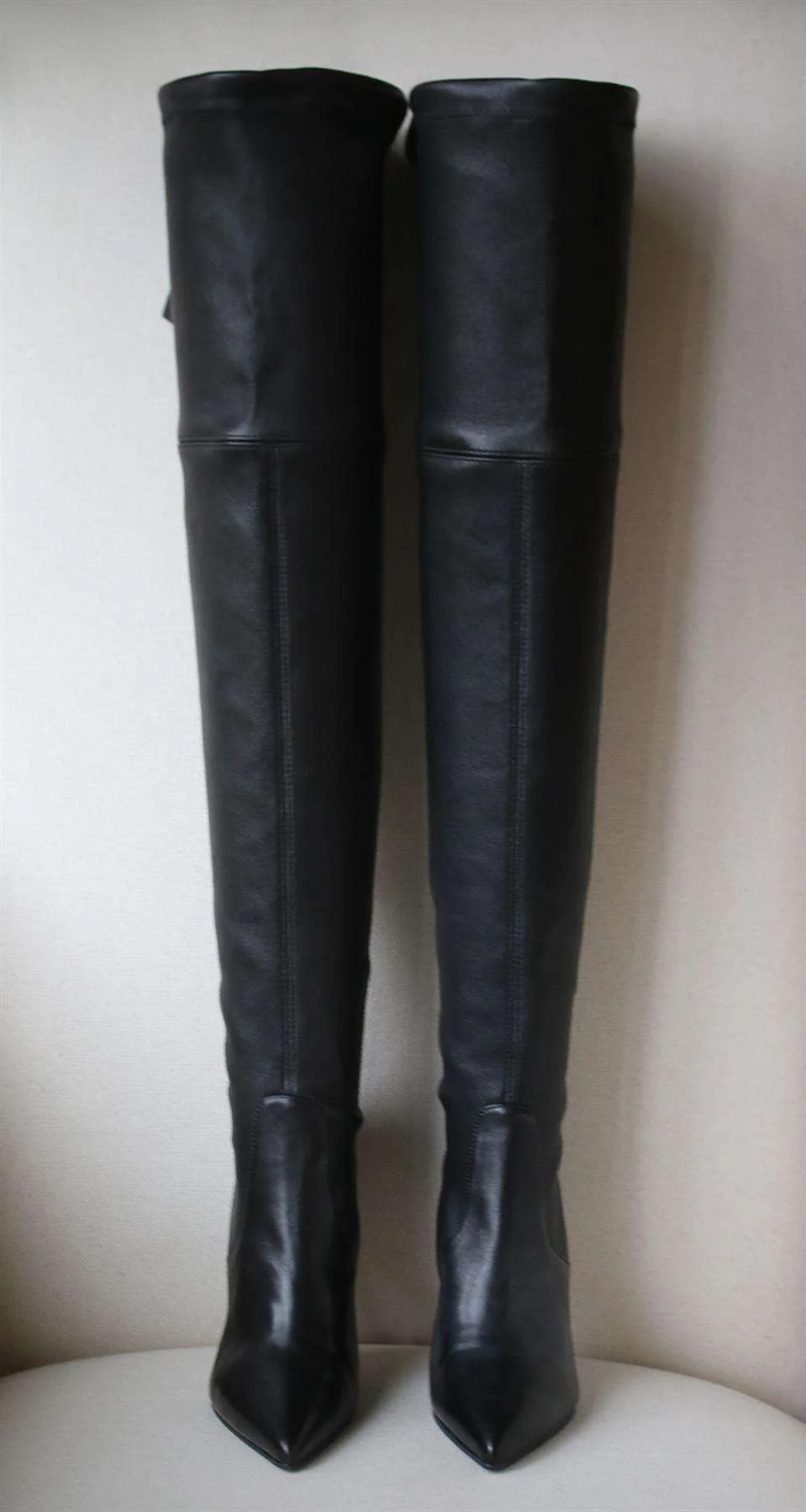 STUART WEITZMAN NATALIA 100MM LEATHER OVER THE KNEE BOOTS EU 38.5 UK 5.5 US 8 - Image 3