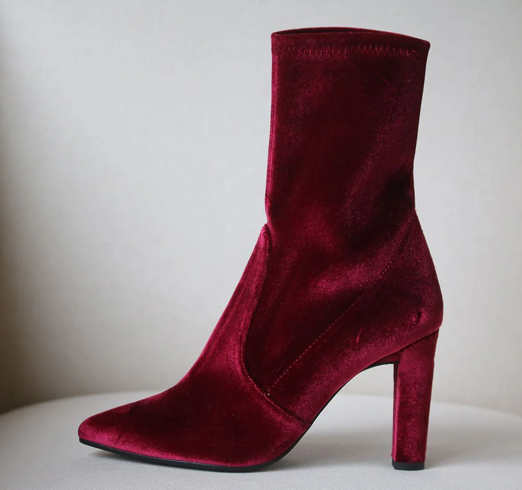 STUART WEITZMAN THE CLINGER STRETCH VELVET BOOTS EU 37.5 UK 4 US 6.5 - Image 2