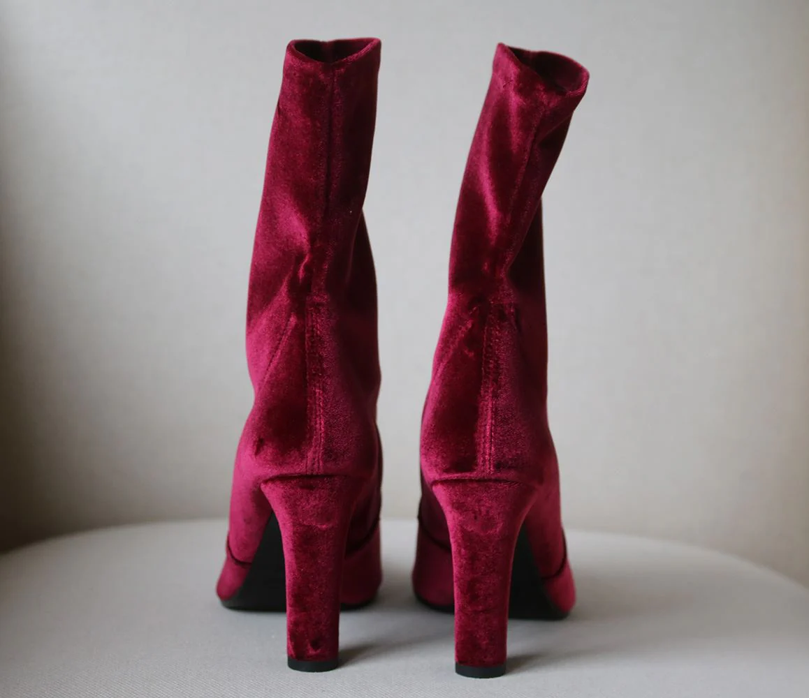 STUART WEITZMAN THE CLINGER STRETCH VELVET BOOTS EU 37.5 UK 4 US 6.5 - Image 4