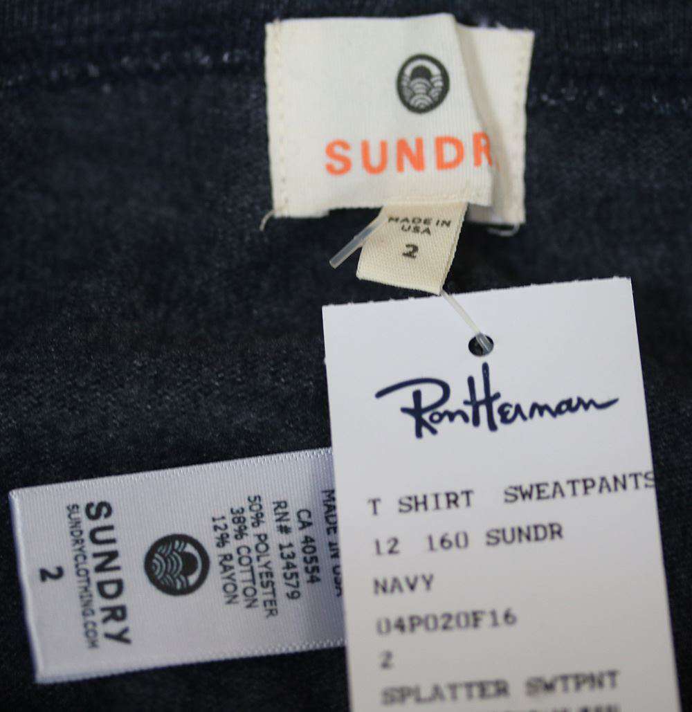 SUNDRY PAINT SPLATTER NAVY SWEATPANTS SMALL - Image 3