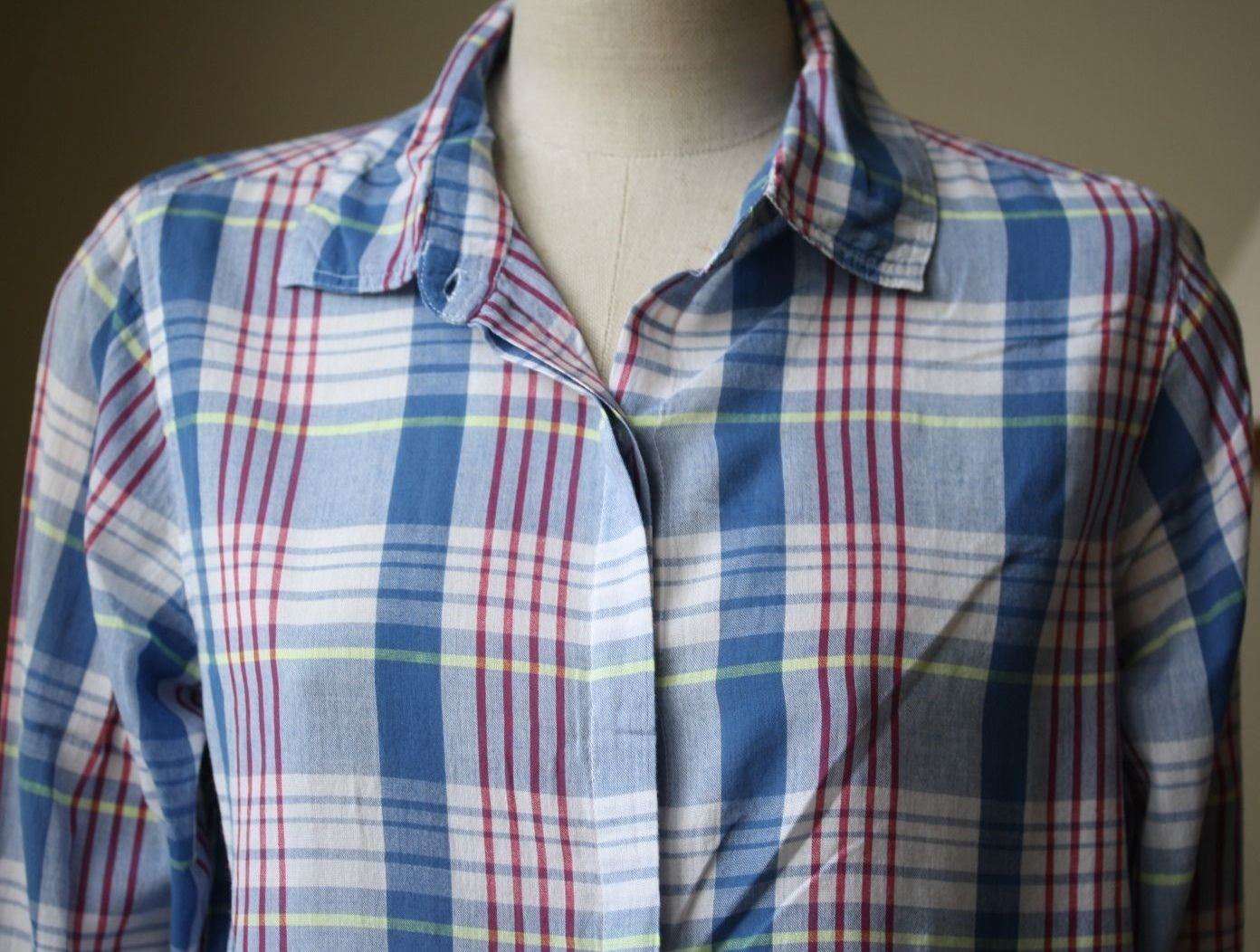 SUNDRY PLAID BASIC SHIRT 1 UK 8 - Image 2